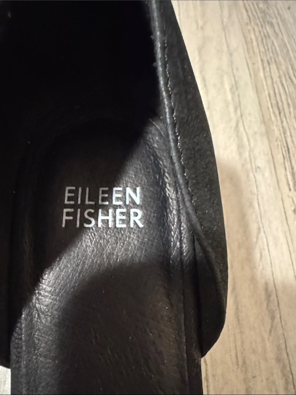 Eileen Fisher Black leather low heel pump
